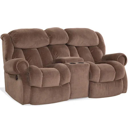 Casual Rocking Recliner Loveseat with Cup Holders